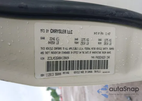 2008 Chrysler 300 Touring из США, поврежденный, VIN 2C3LA53G08H139024